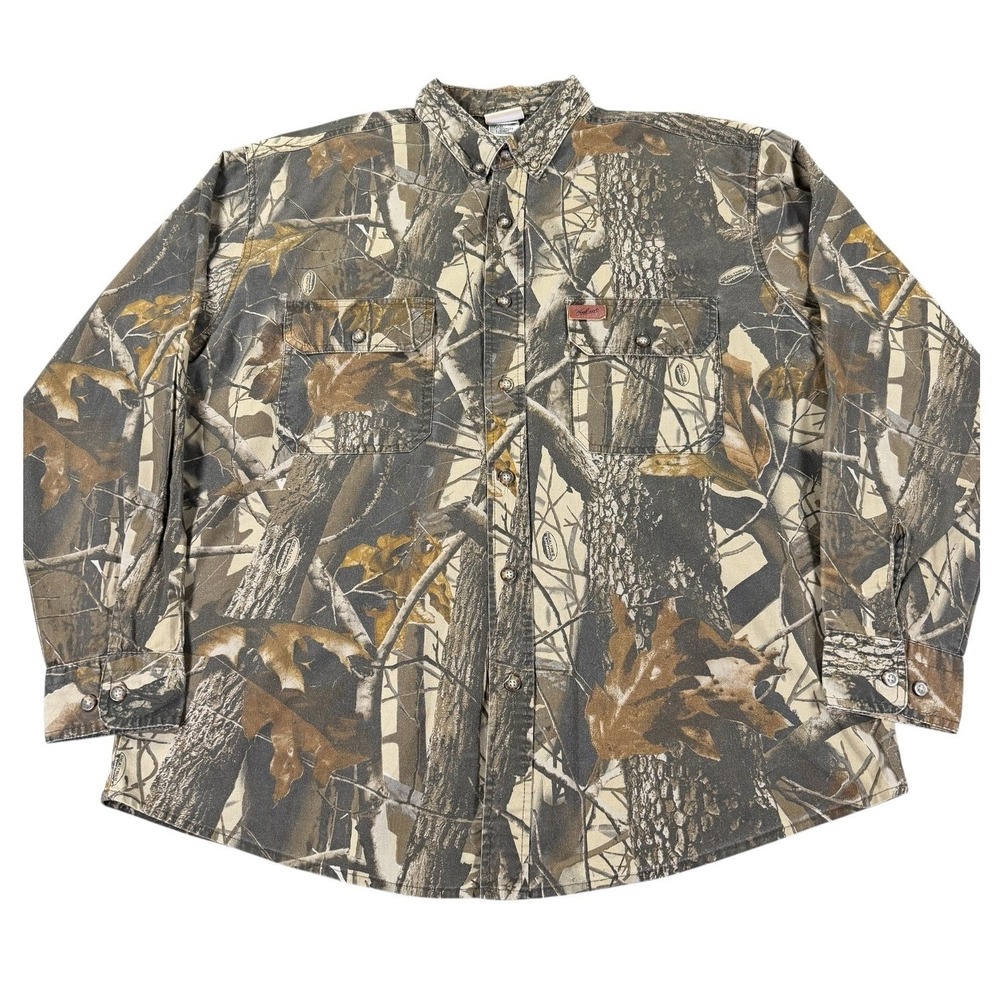 Woolrich Hunting Shirt Mens L Realtree Hardwoods Camo Vented Long Sleeve